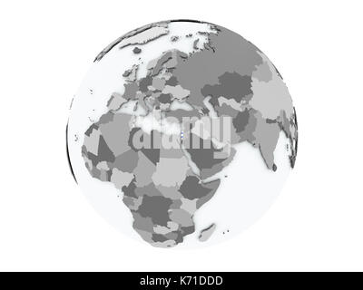 Israel on political globe with embedded flags. 3D illustration isolated on white background. Stock Photo