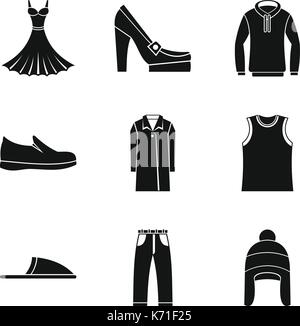 New fashion clothing icon set, simple style Stock Vector