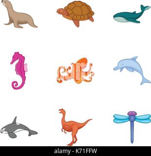 Marine flora icons set, cartoon style Stock Vector Image & Art - Alamy