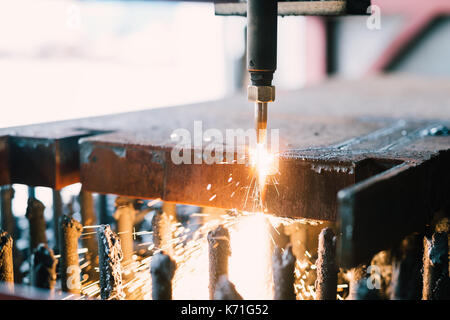 High precision CNC gas cutting metal sheet Stock Photo