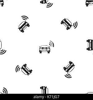 Car with wifi sign pattern seamless black Stock Vector