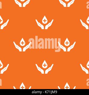 Hands holding blood drop pattern seamless Stock Vector