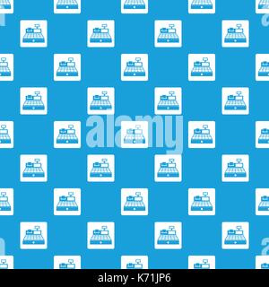 Sale cash register pattern seamless blue Stock Vector