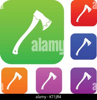 Axe In blood set color collection Stock Vector