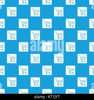 Shopping cart pattern seamless blue Stock Vector