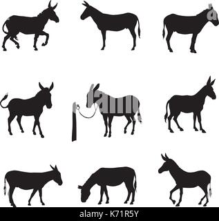 vector silhouette of donkey Stock Vector