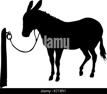 vector silhouette of donkey Stock Vector