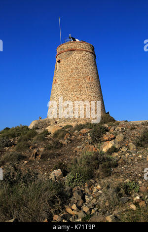 Torre Vigia de los Lobos watchtower, Rodalquilar, Cabo de Gata natural park, Almeria, Spain Stock Photo