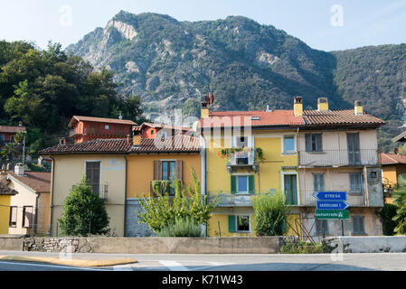 Traditional  houses in Feriolo, Lago Maggiore, Itally Stock Photo