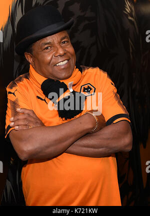 Wolverhamption, UK. 12th Sep, 2017. Tito Jackson of the Jackson Five at Wolverhampton Wanderers football stadium. Wolverhampton Wanderers are becoming the celebrity football club of choice following Tito Jackson's appearance at Molineux only days after Star Wars legend Mark Hamill pledged his allegiance to Wolves. Credit: David Bagnall/Alamy Live News Stock Photo