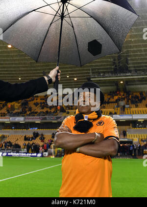 Wolverhamption, UK. 12th Sep, 2017. Tito Jackson of the Jackson Five at Wolverhampton Wanderers football stadium. Wolverhampton Wanderers are becoming the celebrity football club of choice following Tito Jackson's appearance at Molineux only days after Star Wars legend Mark Hamill pledged his allegiance to Wolves. Credit: David Bagnall/Alamy Live News Stock Photo