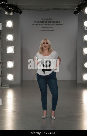 Models, wearing tee shirts with their size printed on them, (left to  right), Tess Holliday, leading disabled model and body confidence  campaigner Kelly Knox, Callie Thorpe and Hayley Hasselhoff, during a  photocall