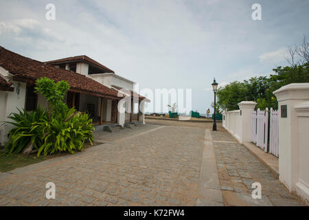Charming colonial bungalows renovated at Goldsmith Street in Tranquebar, Tamil Nadu, India Stock Photo