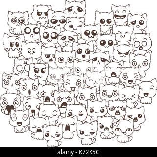 Vector pattern for print. Ilustration with cats and dogs for design of posters, prints, invitations, greetings, childbook, flyers and antistress pictu Stock Vector