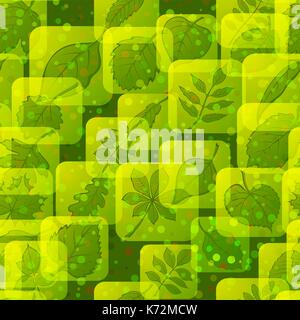 Icons with Leaves, Set Stock Vector