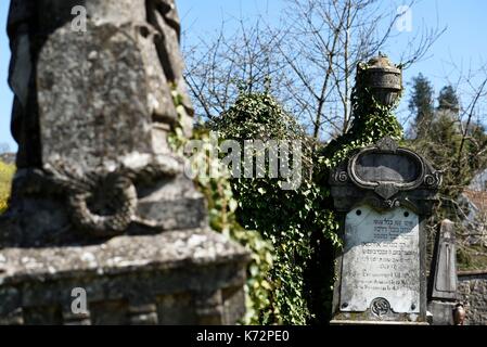 France, Doubs, Besancon, Anne Frank street, Jewish cemetery, ancient stele Stock Photo