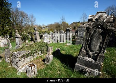 France, Doubs, Besancon, Anne Frank street, Jewish cemetery, ancient steles Stock Photo