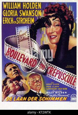 Sunset Boulevard  Year : 1950 USA  Director : Billy Wilder  Movie poster (Fr)    .  It is forbidden to reproduce the photograph out of context of the promotion of the film. It must be credited to the Film Company and/or the photographer assigned by or authorized by/allowed on the set by the Film Company. Restricted to Editorial Use. Photo12 does not grant publicity rights of the persons represented. Stock Photo