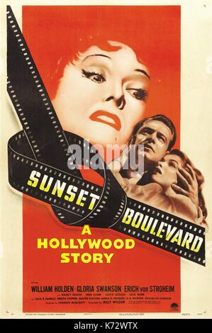 Sunset Boulevard  Year : 1950 USA  Director : Billy Wilder  Movie poster (USA)    .  It is forbidden to reproduce the photograph out of context of the promotion of the film. It must be credited to the Film Company and/or the photographer assigned by or authorized by/allowed on the set by the Film Company. Restricted to Editorial Use. Photo12 does not grant publicity rights of the persons represented. Stock Photo