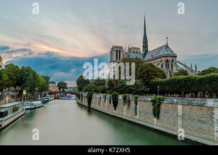 Notre Dame and the Seine in Paris Stock Photo