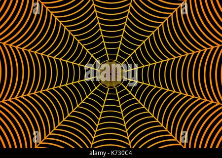 Golden spider web on black background - vector pattern Stock Vector