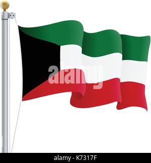 Waving Kuwait Flag Isolated On A White Background. Vector Illustration. Stock Vector