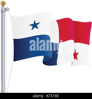 Waving Panama Flag Isolated On A White Background. Vector Illustration. Stock Vector