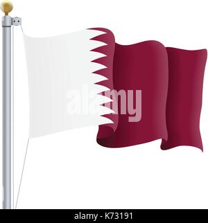 Waving Qatar Flag Isolated On A White Background. Vector Illustration. Stock Vector