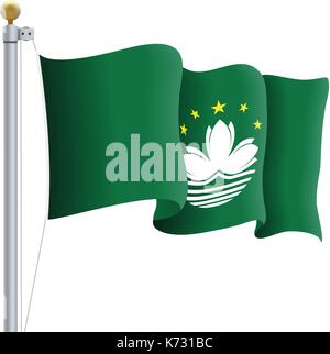 Waving Macau Flag Isolated On A White Background. Vector Illustration. Stock Vector