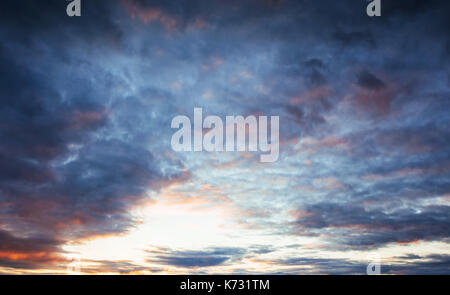 Dramatic storm cloudscape, with strange cloud shapes Stock Photo