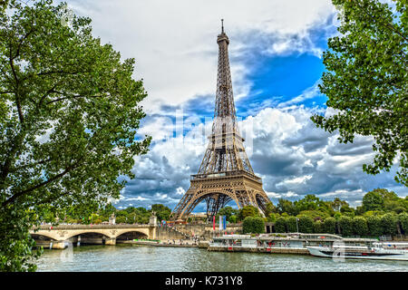 View over the Eiffel Tower in Paris Stock Photo