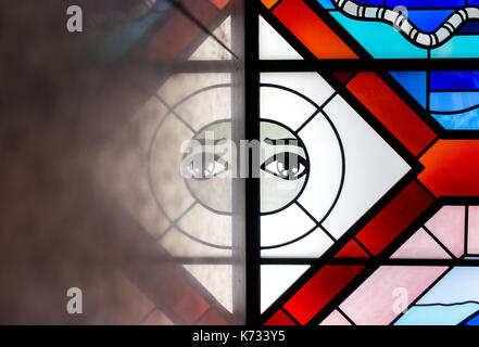 Remo Riva stained glass window inside the Standard Chartered Bank Building, Central, Hong Kong. Jayne Russell/Alamy Stock Photo Stock Photo