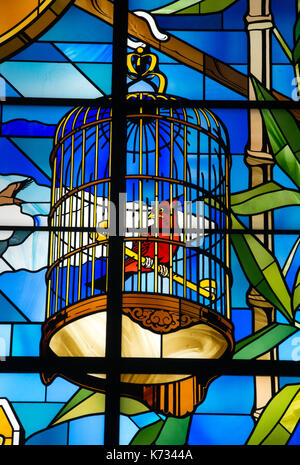 Remo Riva stained glass window inside the Standard Chartered Bank Building, Central, Hong Kong. Jayne Russell/Alamy Stock Photo Stock Photo