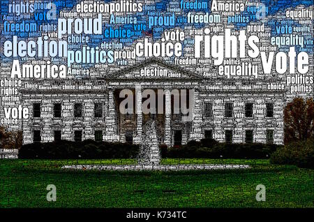 White House made only from words about politics. Stock Photo