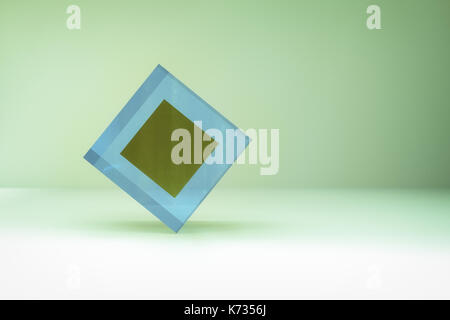 3d rendering of abstract cubes in empty room Stock Photo