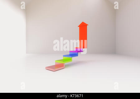 3d rendering of growth arrow in room Stock Photo