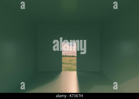 3d rendering of empty room with a door Stock Photo
