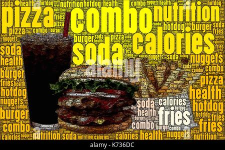 Fast food word art, made only from words about it. Stock Photo