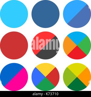 9 blank circle icon set. Popular color web button on white background. Flat newest simple clean plain tidy solid style. Internet design element Stock Vector
