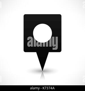 Black blank rounded square map pins sign location icon with circle ...