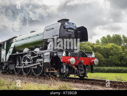 The Flying Scotsman 60103 steam locomotive at Blue Anchor, Somerset, England, UK. Stock Photo