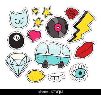 Fashion patch badges set Stock Vector
