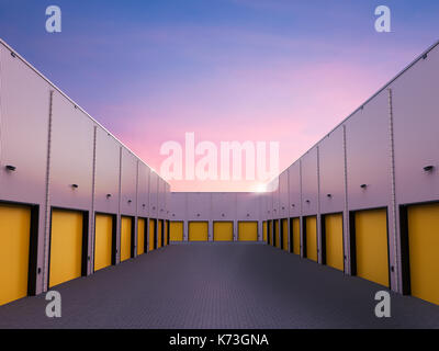 3d rendering warehouse exterior with shutter doors closed Stock Photo