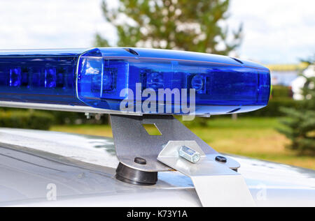 Close-up of the colorful lights on top of a police vehicle Stock Photo