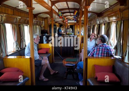 Namibia, Otjozondjupa region, the Shongololo express train, the buffet car Stock Photo