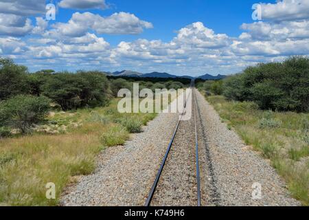 Namibia, Otjozondjupa region, railway line used by the Shongololo Express Stock Photo