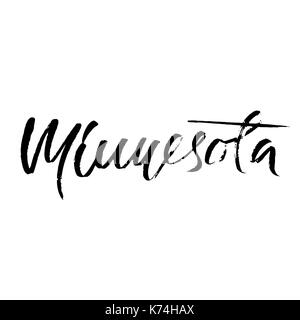 Minnesota Lettering Minnesota. Modern dry brush lettering. Retro typography print. Vector ...
