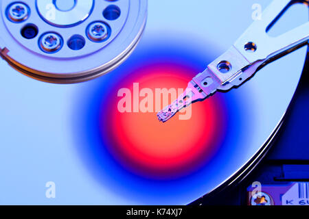 Hard disk drive platter and read / write head (HDD read/write head, Hard Drive) Stock Photo