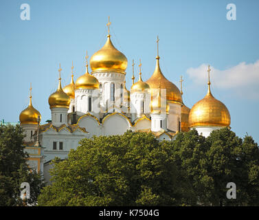 Golden Domes of the Cathedral of the Annunciation, Kremlin, Moscow, Russia Stock Photo