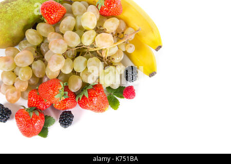 mix of different fruits isolated on white background Stock Photo